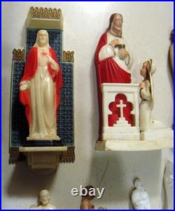 1940s-1950s antique heartland plastic religious catholic Saints icon Lot EL1120