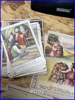 195 +1920s Bible Sunday School Picture Cards Lessons Lot Religious Color Antique