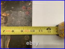 19th C. Antique Colonial Oil Painting Virgin Mary Refugio Christ Retablo Mexican