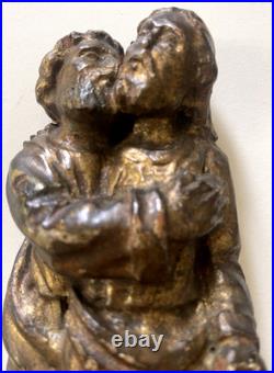 19th C Antique Gilt Carved Wood Catholic Statue Jesus St Joseph G2U