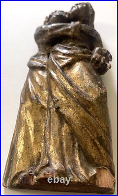 19th C Antique Gilt Carved Wood Catholic Statue Jesus St Joseph G2U