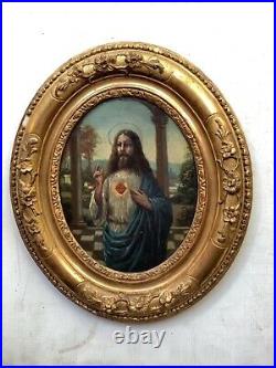 19th Century Antique Oil painting Salvator Mundi Authentic