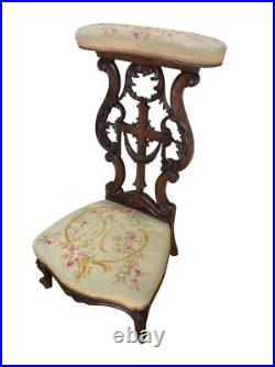 19th Century French Gothic Kneeler, Prayer Chair, Religious