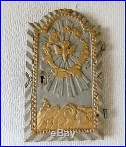 19th Century French Hand Carved Tabernacle Door Dove of Peace, Religious Antique