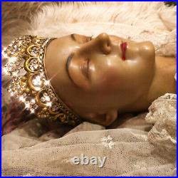 19th. Century French Holy Martyrs Wax Head Virgen Santos Relik Religious