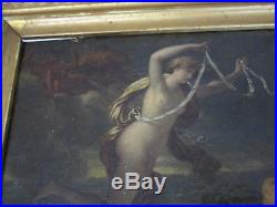 19th Century Old Master Painting Siren Biblical Iconic Religious Antique Signed