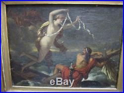 19th Century Old Master Painting Siren Biblical Iconic Religious Antique Signed
