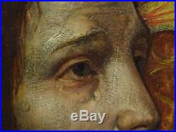 19th Century Pre Raphaelite Classical Jesus Christ Portrait Antique Oil Painting