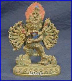 19th Century Sino-Tibetan Gilt Bronze Buddhist Vajrabhairava & Vetali Statue