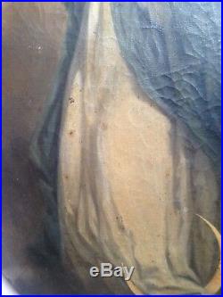 19th century Antique oil painting Portrait Virgin Crescent Moon French school