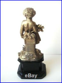 19thC Antique Victorian French Sculpture Statue Spelter Gold Putti Cherub c. 1880