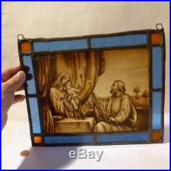 19thC Painted & Stained Glass RELIGIOUS Panel Really Fine Quality Painting
