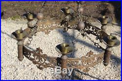 19thc XL Religious french bronze Church Candle holder Chandelier sanctuary