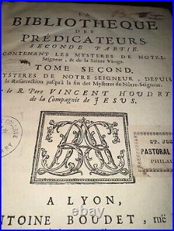 2 Antique 1716/ 17 LA BIBLIOTHEQUE DES PREDICATEURS-Pere Vincent Houdry French