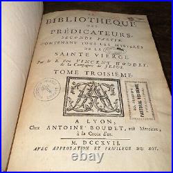 2 Antique 1716/ 17 LA BIBLIOTHEQUE DES PREDICATEURS-Pere Vincent Houdry French