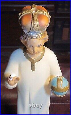 2 Antique Infant Child Of Prague Statues 8 & 16 Columbia Statuary Religious