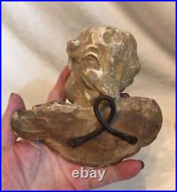 2 Antique early 1800 Religious Handcarved Wood Statues ANGEL CHERUB Gold Gilding