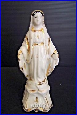 2 Figure Virgin IN Porcelain de Paris Religious Antique