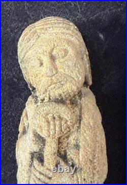 2 antique French 11-12th c. Carved sandstone religious Ecclesiastical sculpture