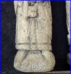 2 antique French 11-12th c. Carved sandstone religious Ecclesiastical sculpture