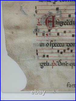 2 page Antique Manuscript Leaf Vellum Gregorian Chant Choir Book Music