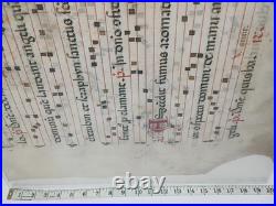 2 page Antique Manuscript Leaf Vellum Gregorian Chant Choir Book Music