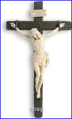 20.75 Cross Wall Art, Realistic Jesus Sculpture for Religious Prayer Corners