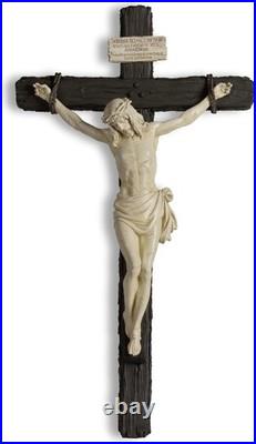 20.75 Cross Wall Art, Realistic Jesus Sculpture for Religious Prayer Corners