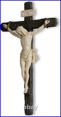 20.75 Cross Wall Art, Realistic Jesus Sculpture for Religious Prayer Corners