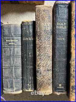 20x Antique Religious Books Bibles Holy Bible PRAYER Hymns & LEATHER 19/20c FAB