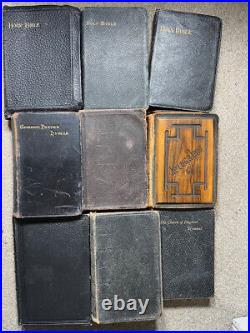 20x Antique Religious Books Bibles Holy Bible PRAYER Hymns & LEATHER 19/20c FAB