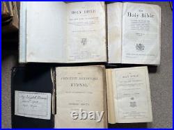 20x Antique Religious Books Bibles Holy Bible PRAYER Hymns & LEATHER 19/20c FAB