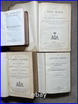 20x Antique Religious Books Bibles Holy Bible PRAYER Hymns & LEATHER 19/20c FAB