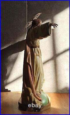 22 EXTRAORDINARY Antique Religious SACRED HEART JESUS Statue Glass Eyes