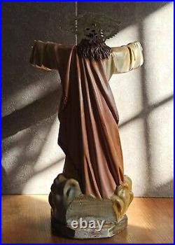 22 EXTRAORDINARY Antique Religious SACRED HEART JESUS Statue Glass Eyes