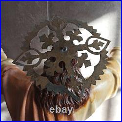 22 EXTRAORDINARY Antique Religious SACRED HEART JESUS Statue Glass Eyes