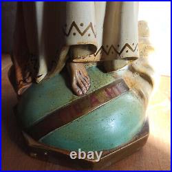 22 EXTRAORDINARY Antique Religious SACRED HEART JESUS Statue Glass Eyes