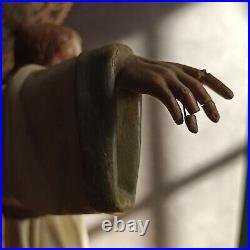 22 EXTRAORDINARY Antique Religious SACRED HEART JESUS Statue Glass Eyes