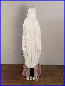 24 Antique Religious Painted Solid Wood Statue of the Lady of Lordes, Mary