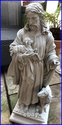 28 inch Jesus Statue Faux Stone Garden Backyard Religious Christian Figurine