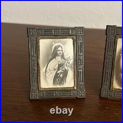 3 Antique Religious Miniature Picture Frame Traveling Altars Made In Germany