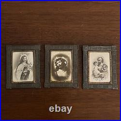 3 Antique Religious Miniature Picture Frame Traveling Altars Made In Germany