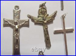 32 vintage crucifix cross pendant catholic Christian religious lot EL1148