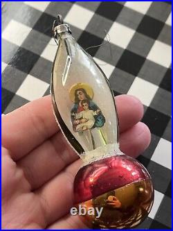 3D Diorama Jesus Religious Victorian Scrap Encased Christmas Ornament