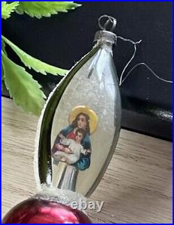 3D Diorama Jesus Religious Victorian Scrap Encased Christmas Ornament