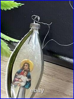 3D Diorama Jesus Religious Victorian Scrap Encased Christmas Ornament