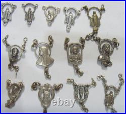 40 antique catholic Saints rosary center pendants religious lot EL1099