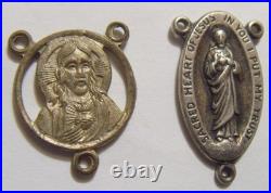 40 antique catholic Saints rosary center pendants religious lot EL1099