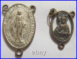 40 antique catholic Saints rosary center pendants religious lot EL1099