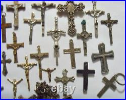 40 antique vintag religious catholic Christian items crosses crucifix lot fv1818